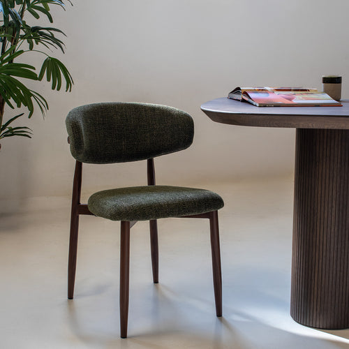 Giga Meubel Eetkamerstoel Alexia - Groen/Walnoot - Set van 2 - vtwonen shop