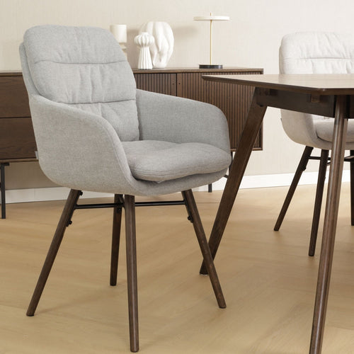 Nolon Nena-Mia Eetkamerstoelen Set van 2 - Grijs - Walnoot Hout