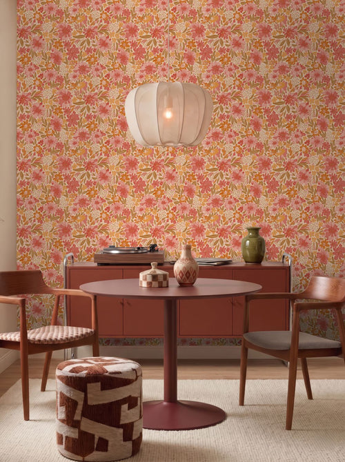 ESTAhome behang bloemen roze en groen - 50 x 900 cm - 132195