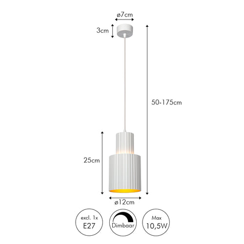 Atmooz hanglamp Osumi - wit - Ø 12 x H 25 cm - E27
