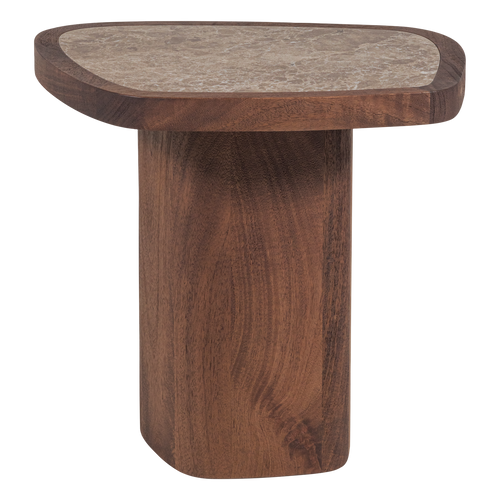 WOOOD bijzettafel Granu - Marmer/Mangohout - Bruin - 50x53x45