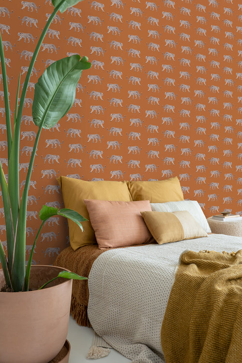 ESTAhome behang panters warm oranje - 53 cm x 10.05 m - 139178