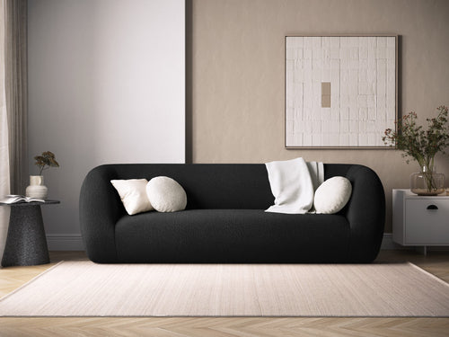 Cosmopolitan Design Bank Essen 3-zits, boucle, zwart - 95x230x86cm