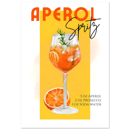 Artfulprints Poster met Lijst Aperol Spritz - Yellow   - 70x100 cm - Geel