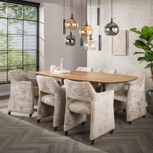 Giga Meubel Eetkamerstoel Forma Elite - Jaroq - Zand - Incl. Wieltjes - Set van 2 - vtwonen shop