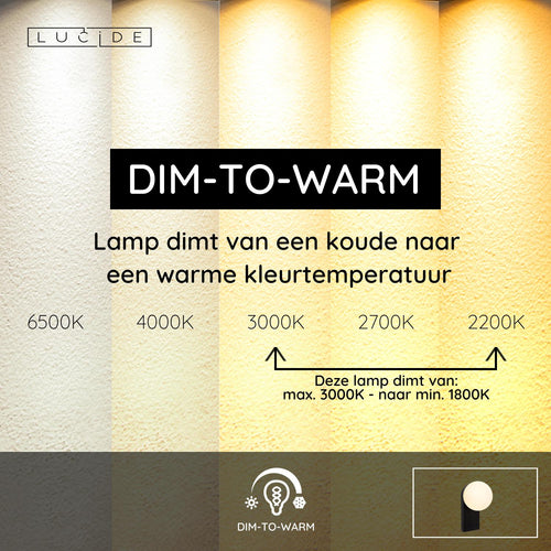 Lucide wandlamp badkamer TASSA - 1xGeïntegreerde LED - Zwart - vtwonen shop