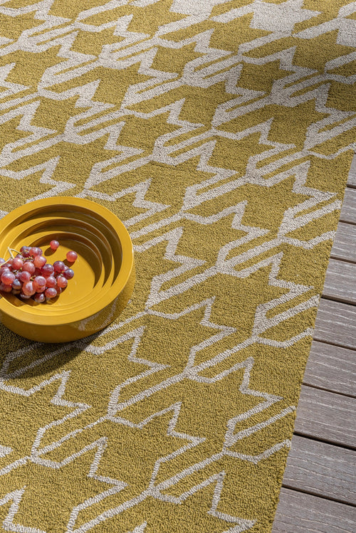 Vloerkleed Ted Baker Houndstooth Mustard Outdoor 160x230 cm - vtwonen shop