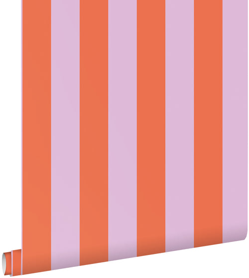 ESTAhome behang strepen oranje en lila paars - 53 cm x 10.05 m - 139904 - vtwonen shop
