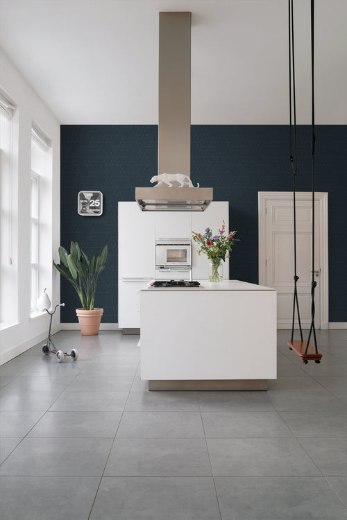 ESTAhome behang grafisch 3D motief donkerblauw - 50 x 900 cm - 139605 - vtwonen shop