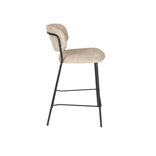 Housecraft Living Jolien Barkruk 65 cm Zwart/Beige Bouclé - set van 2