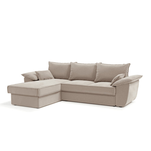 Sia Home - Hoekbank links SASHA - Fluwelen stof - Beige - 257cm - vtwonen shop