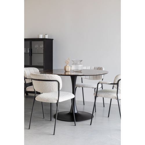 Housecraft Living Maru Eettafel Rond 110 cm Marmerlook Bruin