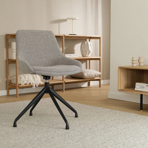 Nolon Nola-Isa Draaibare Eetkamerstoelen Bouclé Taupe - Zwart - 2x - vtwonen shop