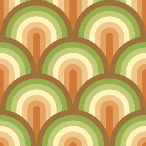 ESTAhome behang art deco bogen groen en bruin - 50 x 900 cm - 131770