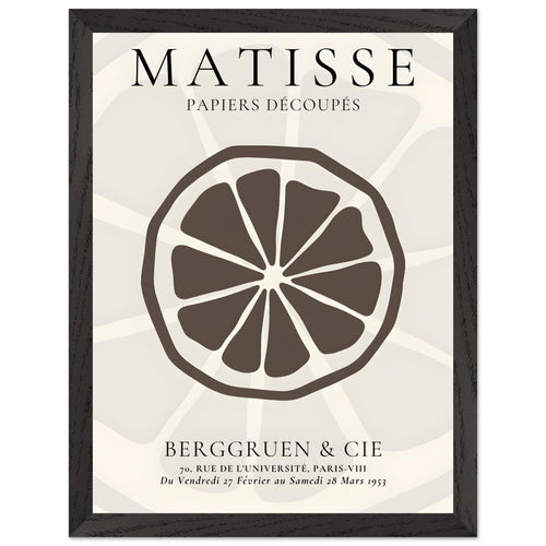 Artfulprints Poster met Lijst Matisse – Slice of an orange   - 30x40 cm - Grijs