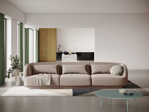 Cosmopolitan Design Bank Tulum 3-zits, flueel, beige - 90x255x70cm