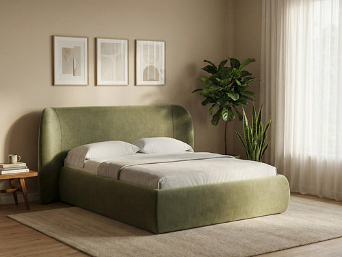 LaMiaSofa Bed met opbergruimte Trieste - chenille stof - bordeaux - 190x215x110