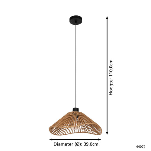 EGLO hanglamp Lavister - e27 - papier/staal - zwart/bruin - vtwonen shop