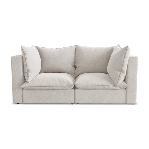 LaMiaSofa Tweezits modulaire bank Ravenna - velours - lichtbeige - 180x90x77