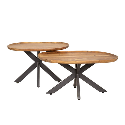 Giga Meubel Salontafel Spider - Naturel - Set van 2 - 71x48x45cm
