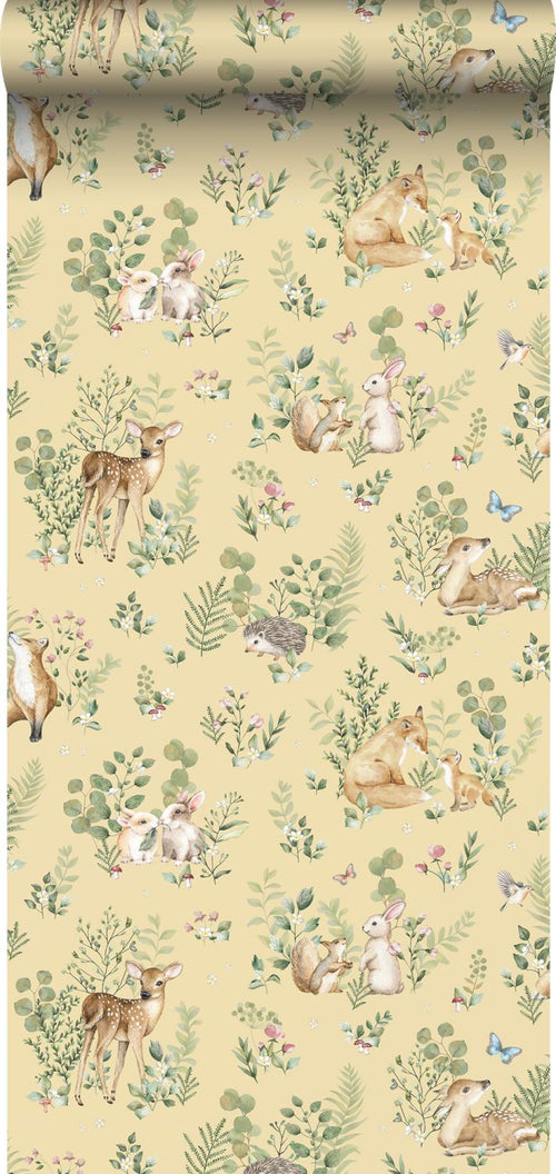 Sanders & Sanders behang bosdieren geel en groen -  - 641104