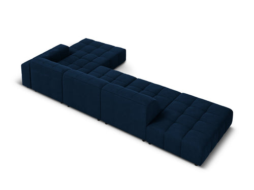 Cosmopolitan Design rechter hoekbank Chicago 5-zits, flueel koningsblauw - 167x348x78cm