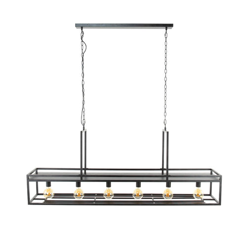 Giga Meubel Hanglamp Decorate - Zwart Metaal - 6-Lichts - 160x28x150cm