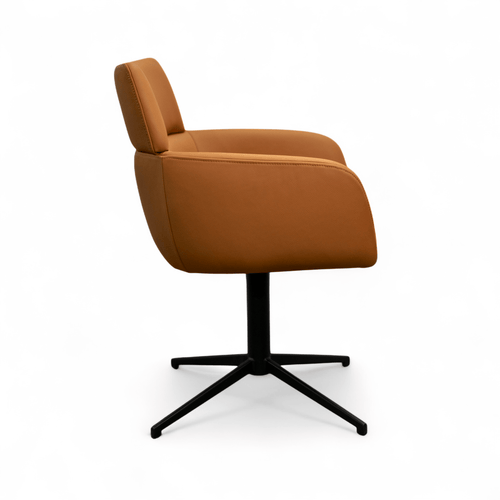 Furnhouse eetkamerstoelen armleuning Marco - Cognacbruin - Leer - Set van 2
