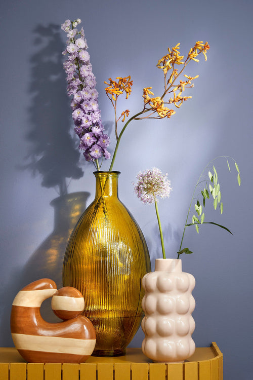 Mica Decorations Firenza Fles Vaas - H59 x Ø29 cm - Gerecycled Glas - Oker