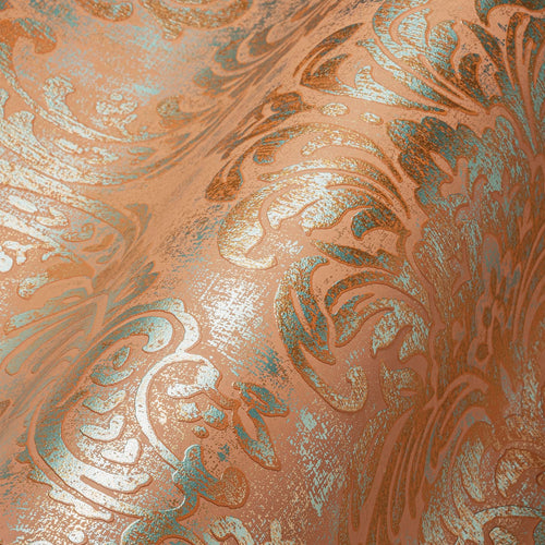 Livingwalls behang ornamenten oranje, roze, turquoise en goud - 53 cm x 10.05 m - AS-391121