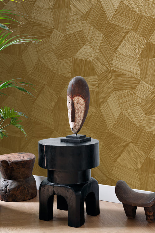 Origin Wallcoverings eco-texture vliesbehang grafisch 3D motief warm goud - 0.53 x 10.05 m - 347953 - vtwonen shop