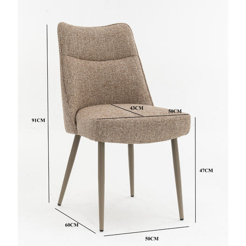 DÉJA Living Eetkamerstoel Meau - Taupe/Taupe - Zithoogte 47cm - Set van 2 - vtwonen shop