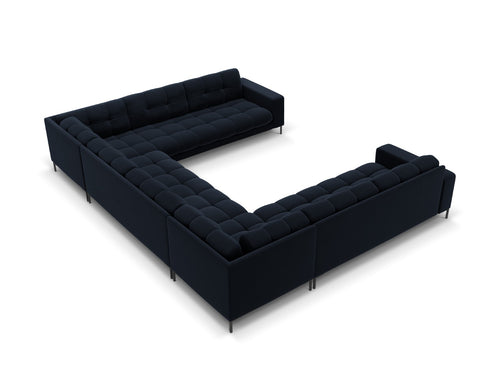 Cosmopolitan Design Panoramische bank Bali 9-zits, flueel, donkerblauw - 256x327x75cm