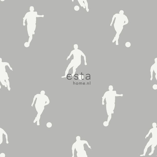 ESTAhome behang voetbalspelers grijs - 53 cm x 10.05 m - 128801