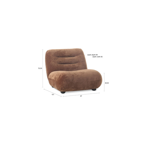 Dutchbone Wyatt Fauteuil Velours Cognac Bruin - vtwonen shop