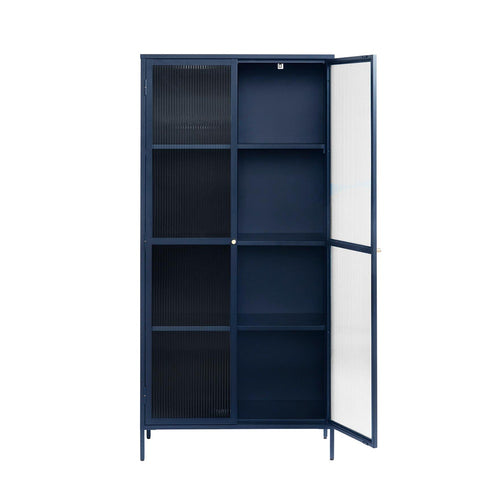 Olivine Katja metalen vitrinekast blauw - 90 x 190 cm - vtwonen shop