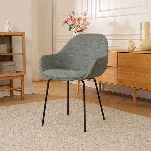 Nolon Nora-Mae Eetkamerstoel Saliegroen - Armleuning - Zwarte Poten - vtwonen shop