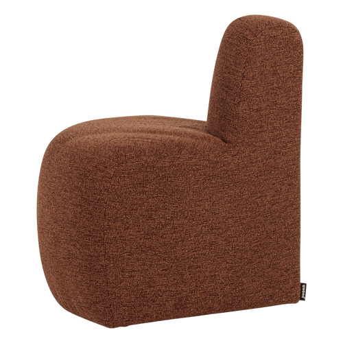 WOOOD eetbank hoek rond rugleuning Mojo Base - Bouclé - R.bruin - 83x76x76