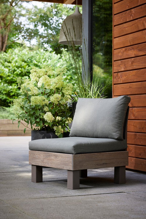 Keter Signature Elements Tuinstoel - met groene kussens - Cappuccino/Ashwood - vtwonen shop