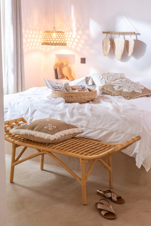 J-Line kussen Bloem Abstract - jute - naturel/beige