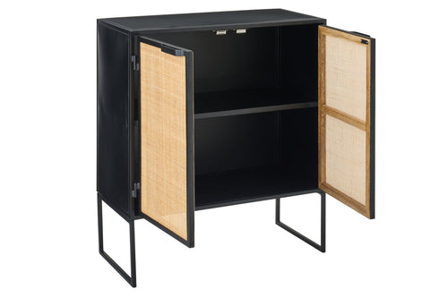 J-Line kast Rieten Panelen - hout - zwart/naturel