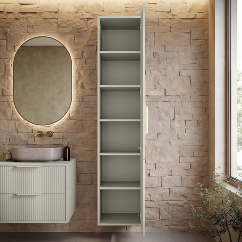 Badplaats Wastafelkast Rimini 60 cm – Beige – Badmeubel met Kolomkast