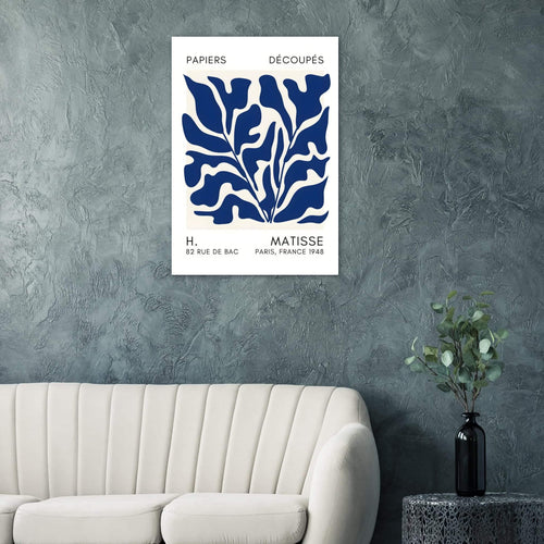 Artfulprints Poster Matisse – Seabed shapes navy blue II   - A4 21x29.7 cm - Blauw