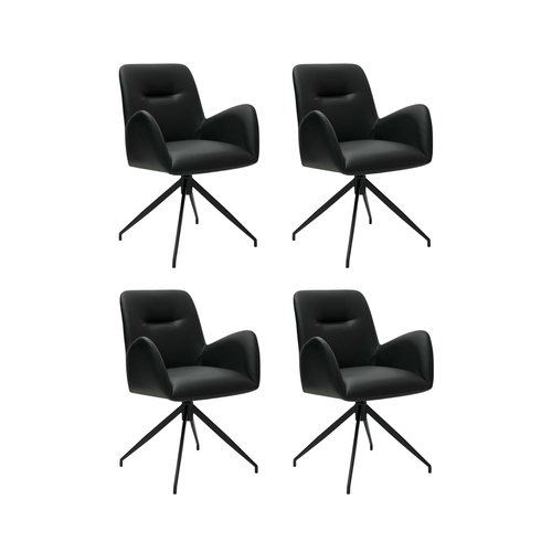 Furnhouse eetkamerstoelen armleuning Jennifer - Zwart - Kunstleer - Set van 4