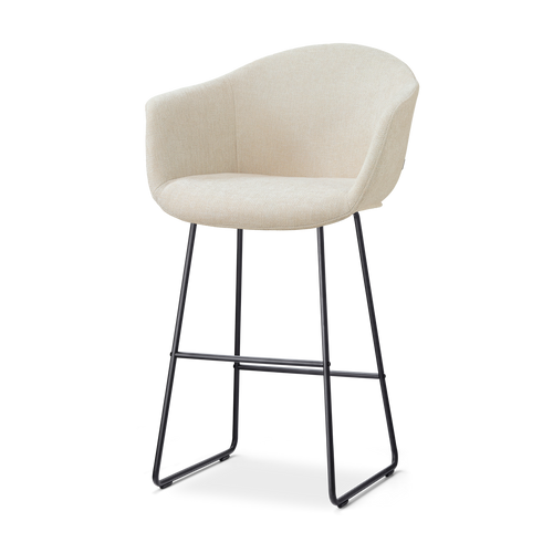 Nolon Nino-Otis Barkruk Cotton Beige - met Armleuning - Zwart - 75 cm - vtwonen shop