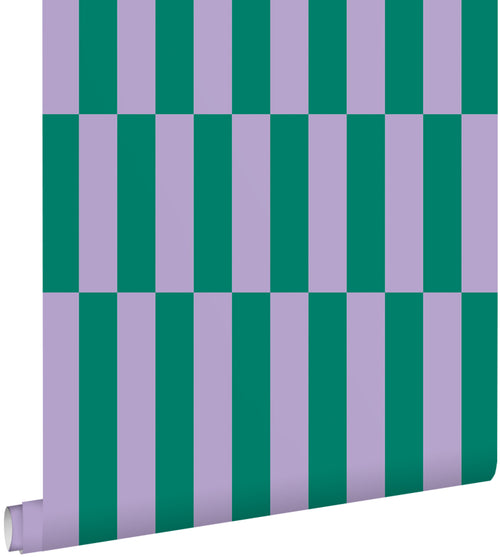 ESTAhome behang strepen paars en groen - 50 x 900 cm - 131426 - vtwonen shop