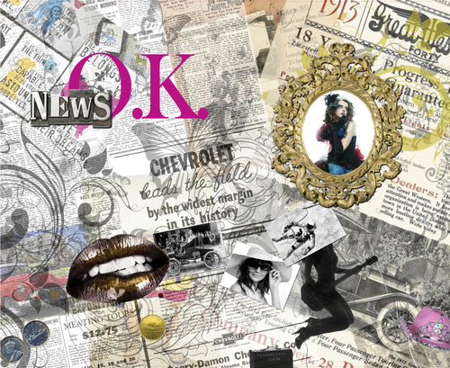 Sanders & Sanders fotobehang kranten grijs, beige en roze - 360 x 270 cm - 600449