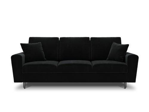 Cosmopolitan Design Slaapbank met opbergdoos Kyoto 3-zits, flueel, zwart - 100x235x88cm