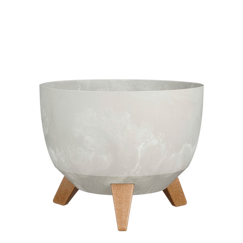 Mica Decorations Doppio Plantenbak op Poten - 18,5 x Ø29 cm - Plantenbakken voor Buiten - Bloembakken voor Balkon - Gerecycled Plastic - Grijs