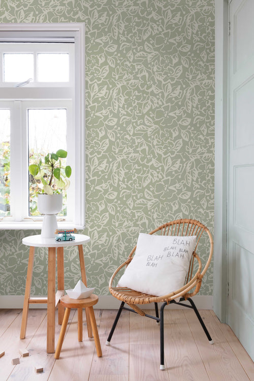 ESTAhome behang bladeren en bloemen mintgroen - 50 x 900 cm - 131372 - vtwonen shop